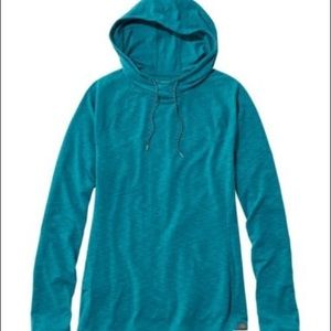 L.L.Bean Trail Tee Long Sleeve Hoodie, teal, small